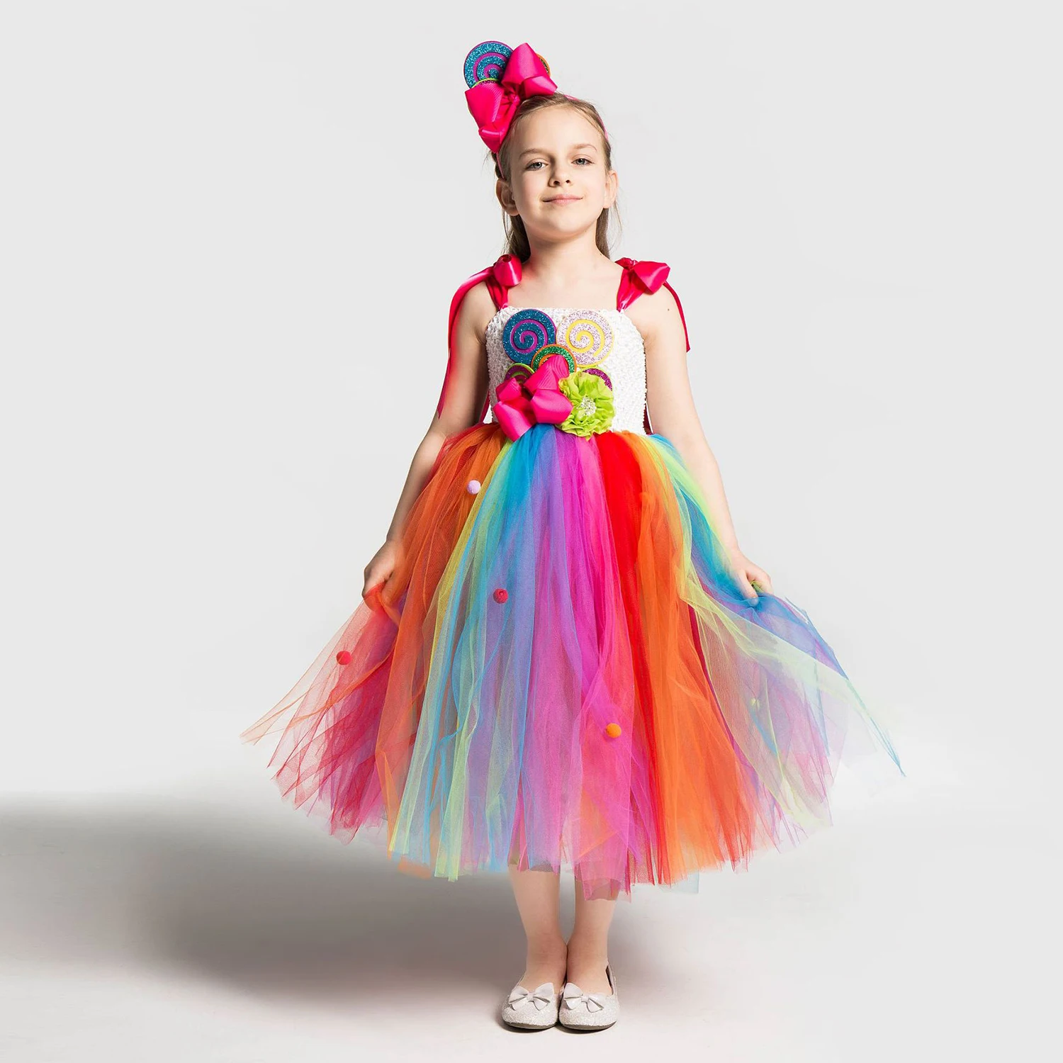 

For 2-10 Years Fashion Candy Girls Dress Costumes Spring Children New Style Colorful Print Kids Dress Up Clothing