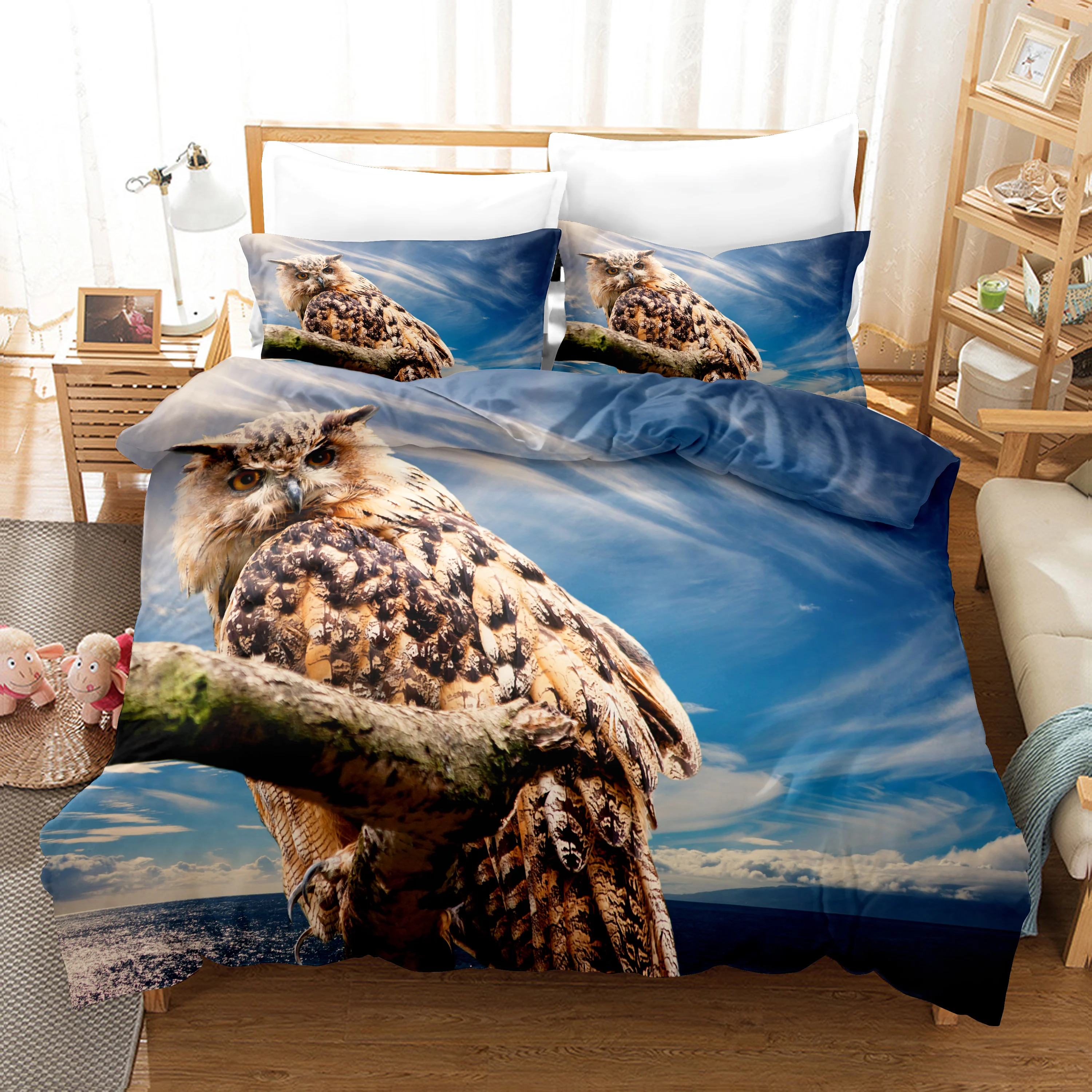 

Animal Owl Bedding Set For Girl Kids Teenager Cute Duvet Cover Sets Twin Full Queen King Size Bed Linen Bedclothes