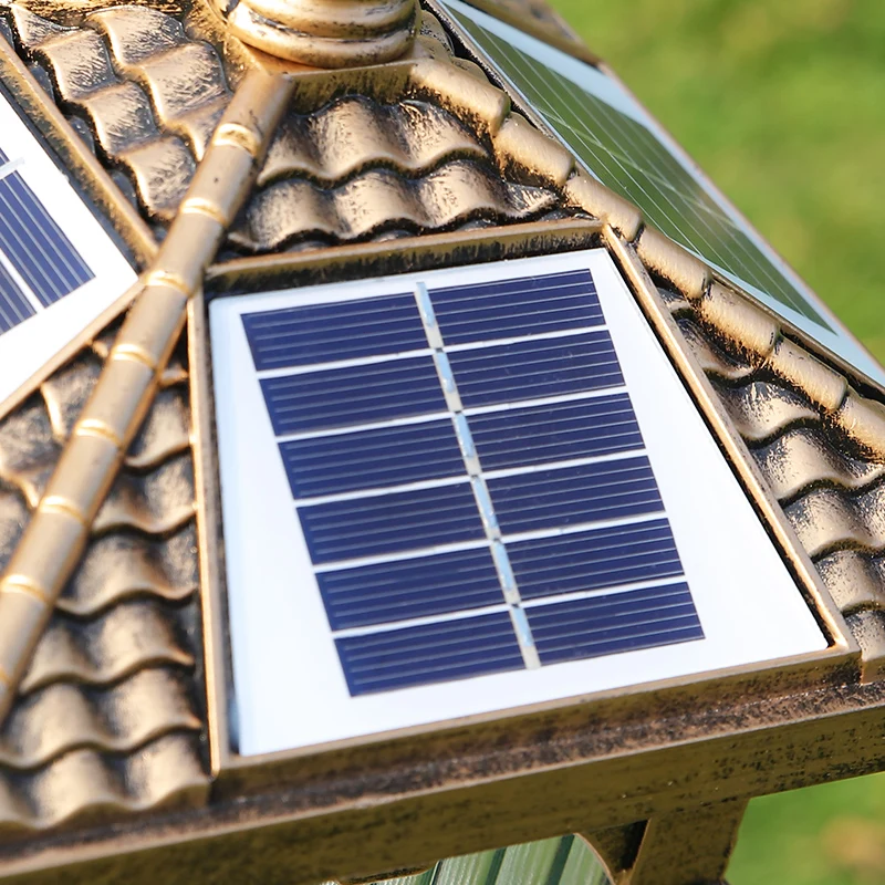 Уличная лампа на солнечной энергии для двора виллы столб в европейском стиле