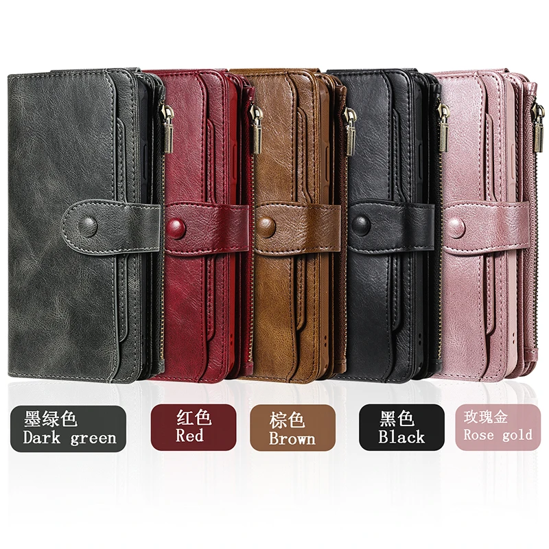 

Zipper Wallet Case For Samsung Galaxy S20 S20 Plus Detachable Mutli-function Magnetic PU Leather Case for Samsung S20 Ultra