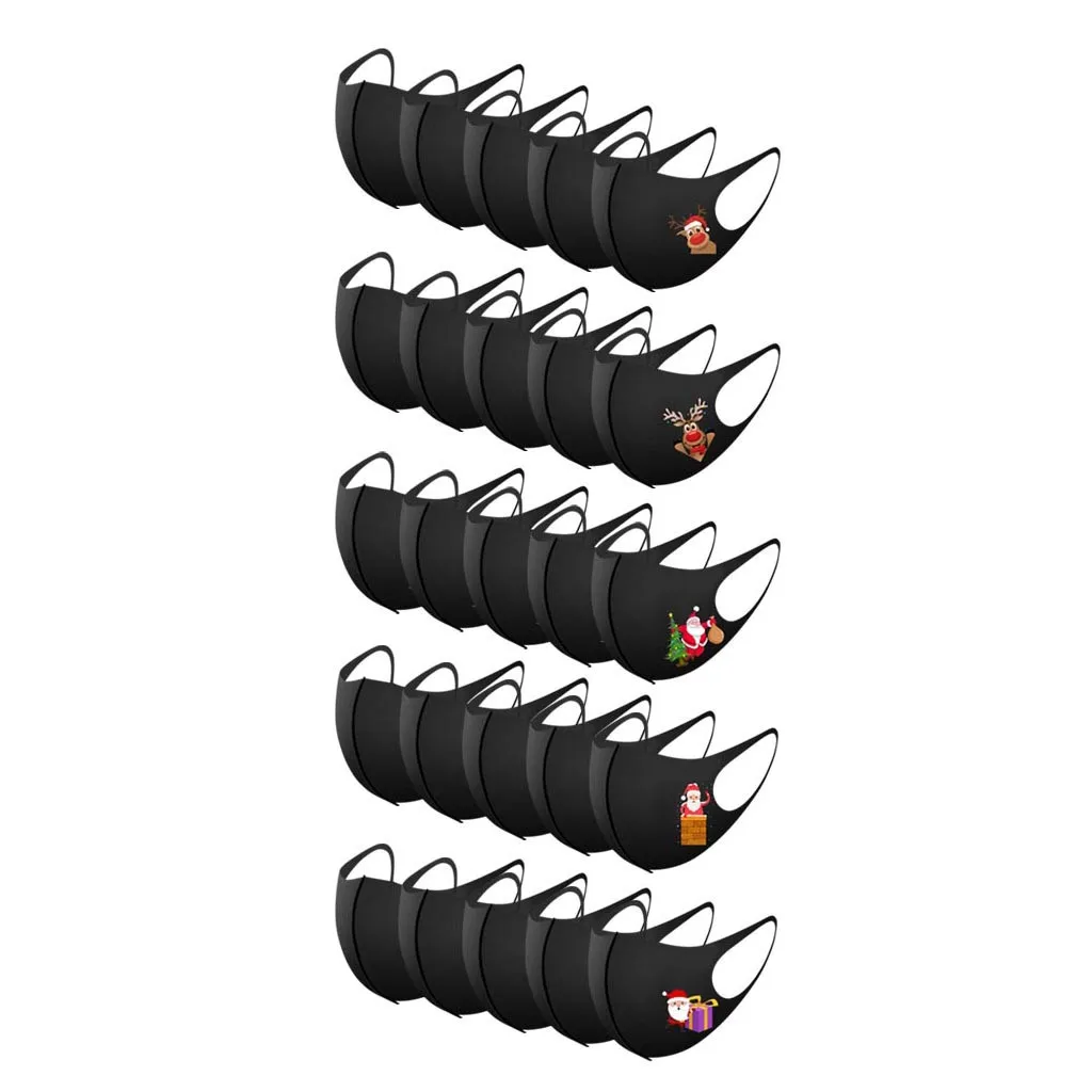 

25/30pc Adult Christmas Mouth Mask for Protection Washable Earloop Mask black face mask Unisex face mask reusable Mascarillas