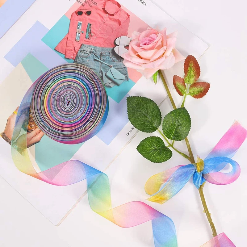 Лента из органзы 50 ярдов 25 мм блестящие прозрачные атласные ленты декоративные