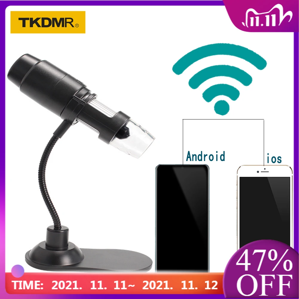 

TKDMR 1000X HD ZOOM WiFi Microscope Mobile Phone Microscope Camera 8 LED FOR Smartphone Android IOS PCB Inspection Tools