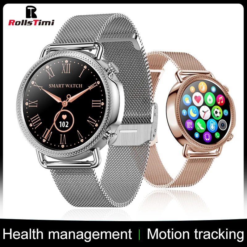 

Rollstimi Smart Watch Full Touch Men IP67 Waterproof Bracelet Heart Rate Monitor Sleep Monitoring Fashion Smartwatch Ladies