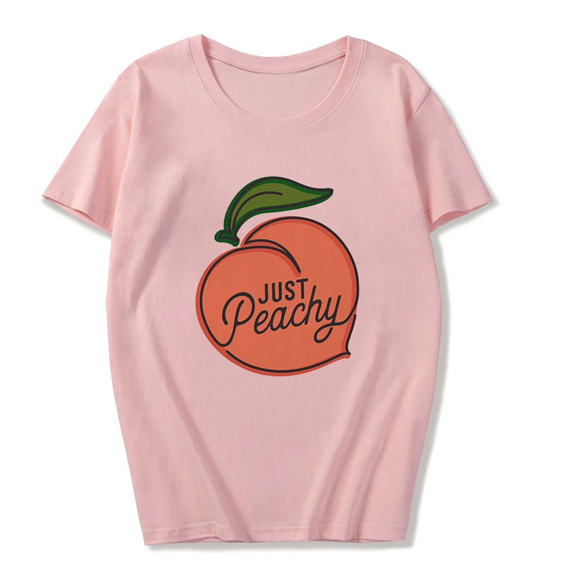 2686-Pink Summer New Pink Fashion Korean Style Women's Japanese Peach Juice Drink Print Harajuku Vogue Casual Loose Kawaii Female T Shirt - Color: 2686-Pink