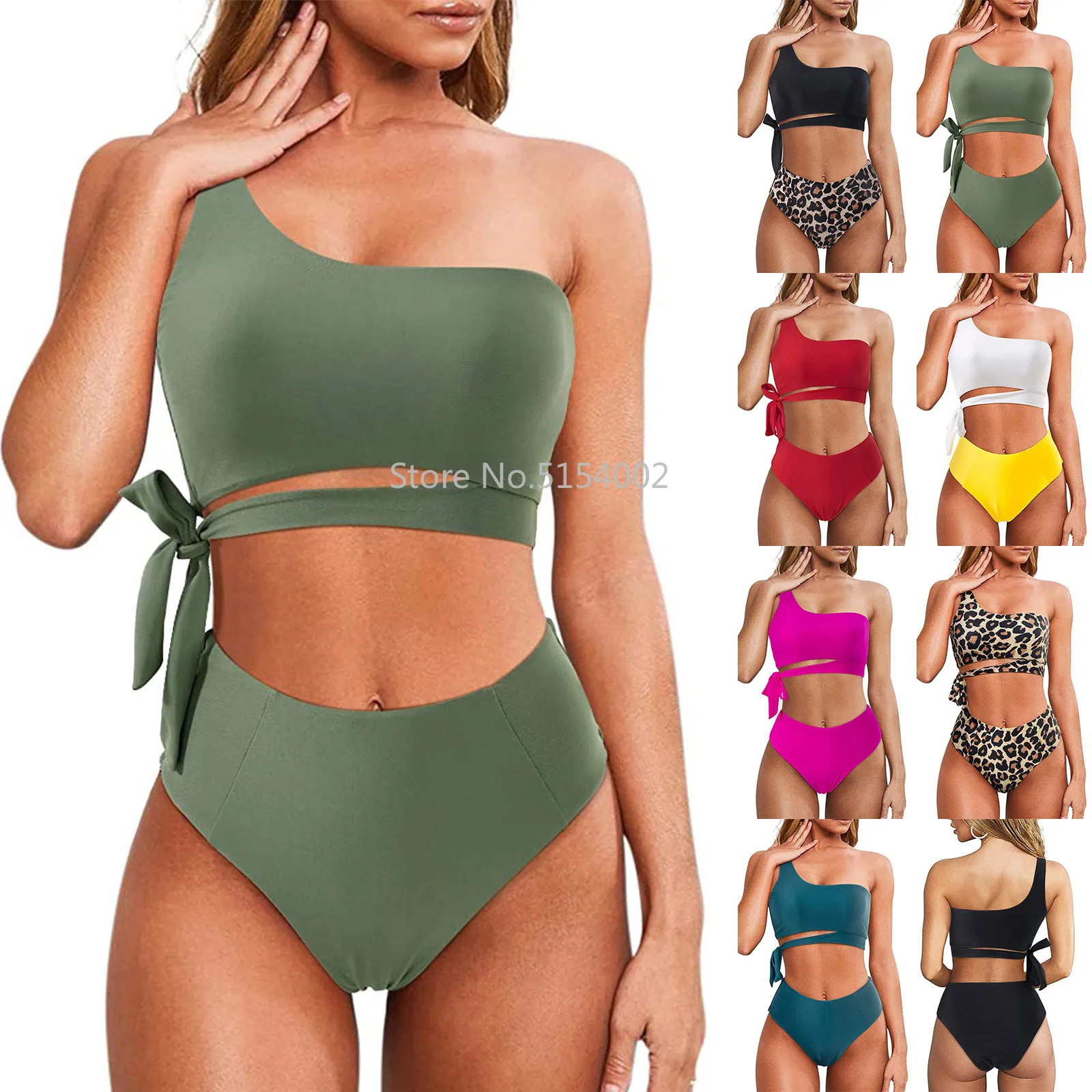 

Bikini Swimwear Women Swimsuit Fashion One-shoulder Strappy Bikini Suit Sexy Casual Split Swimsuit Summer Beach Wear Biquini