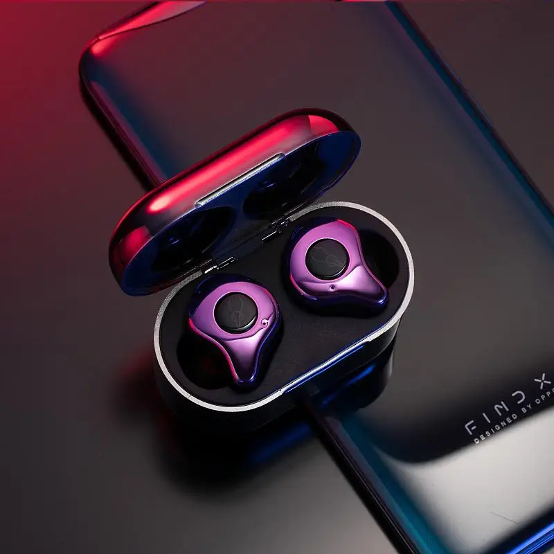 Фиолетовый poosue E12, ультра TWS, беспроводные Bluetooth наушники, спортивные, Hi-Fi, стерео наушники, гарнитура с шумоподавлением, беспроводное зарядное устройство - Цвет: Фиолетовый