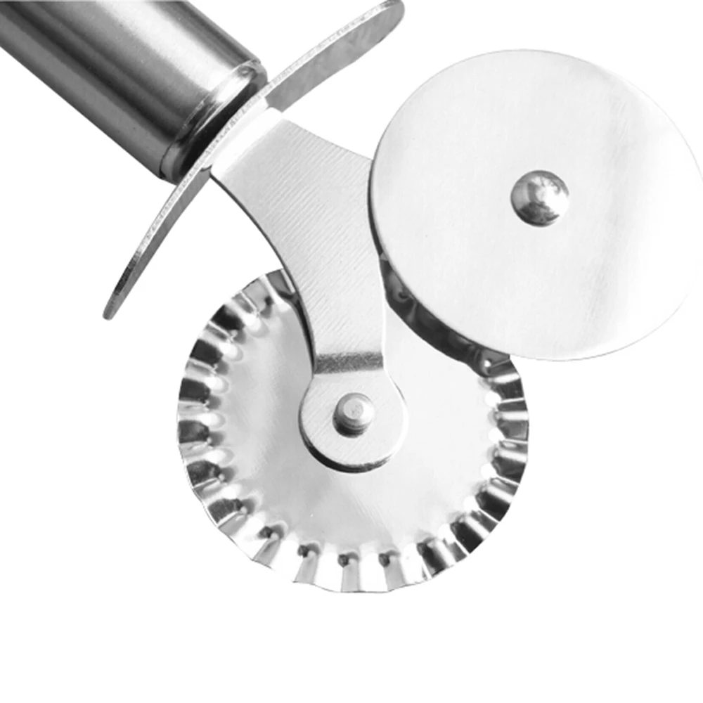 Нержавеющая сталь двойной ролик нож для пиццы принадлежности резания торт хлеб