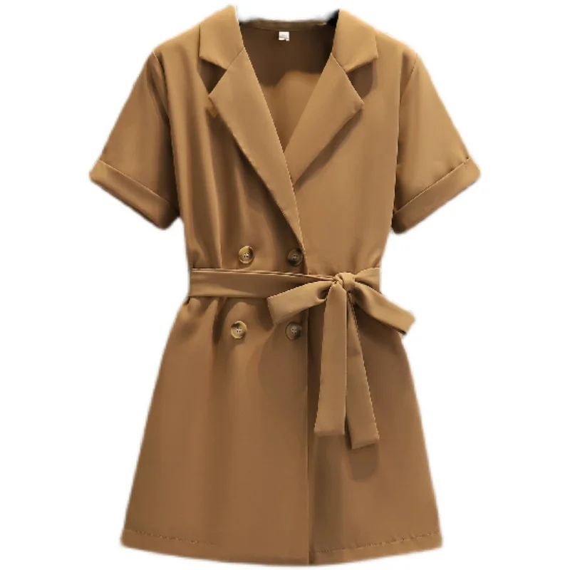 

2021 Summer Siamese Trousers For Women Elegant Fashionable Jumpsuit Half Sleeves Double-breasted Lace Up Female Casual Playsuits