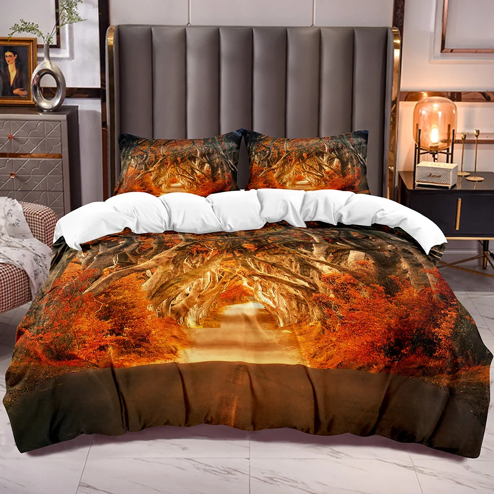 

Bedding Duvet Cover Autumn Trees Forest Comforter Cover with Teens Adults Microfiber Duvet Quilt Cover Sets