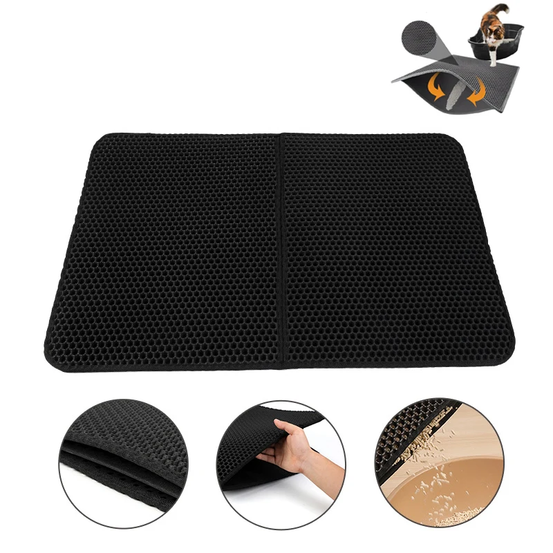 

Cat Litter Mat Double Layer Non-slip Cat Mat for Toilet House Cleaning EVA Waterproof Washable Pet Food Pad Cat Accessories