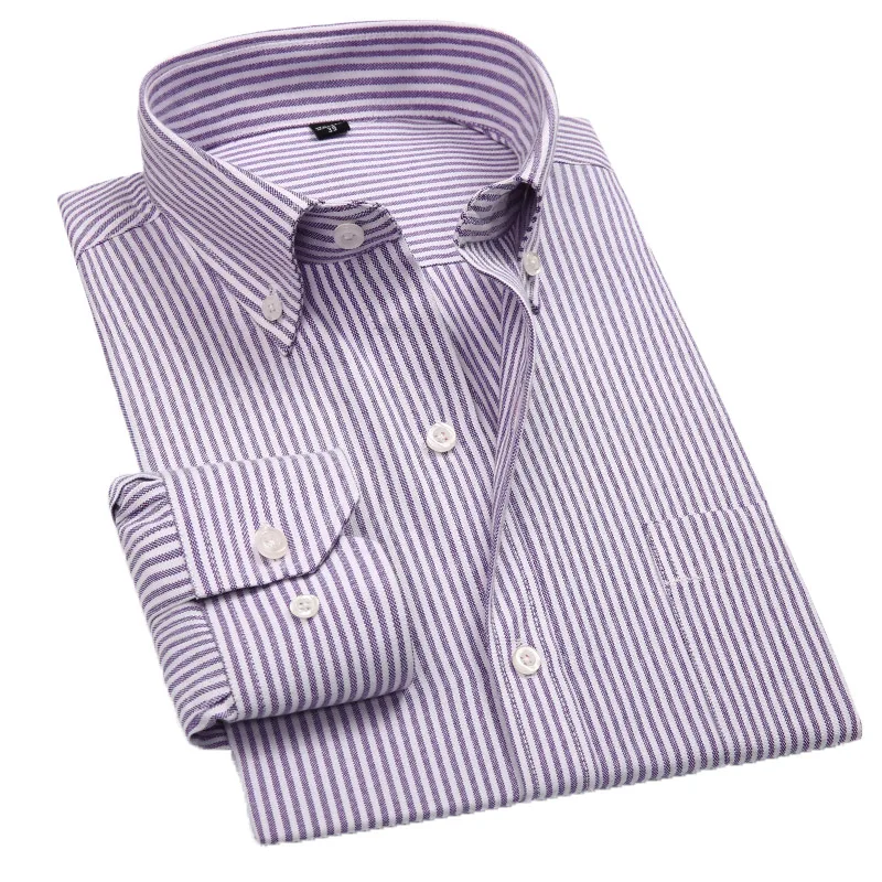 Рубашка Aoliwen мужская с длинными рукавами Клетчатая блуза в полоску Повседневная