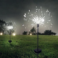 2pcs solar powered outdoor grass globe dandelion fireworks lamp flash string 90 120150 led garden lawn landscape holiday light