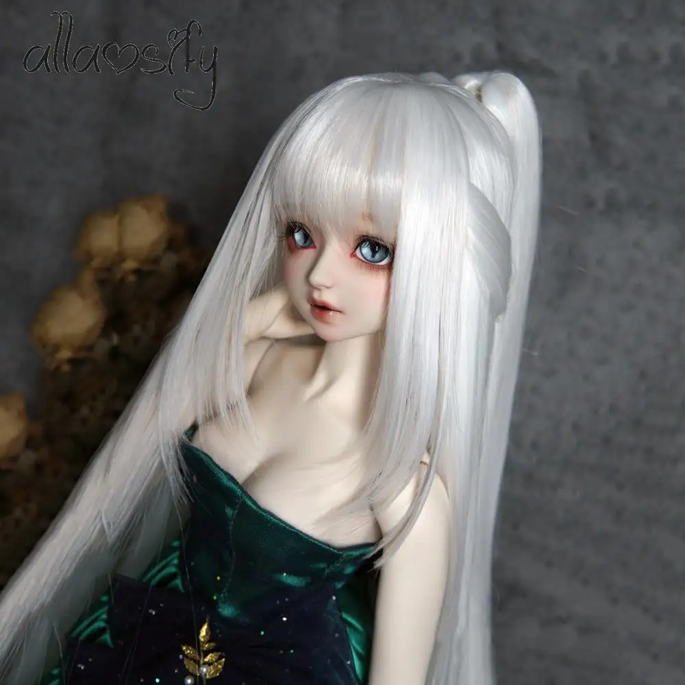 

Allaosify Doll Accessories BJD Wig Long Straight Hair Multiple Colour 1/3 1/4 1/6 Black Brown White Color