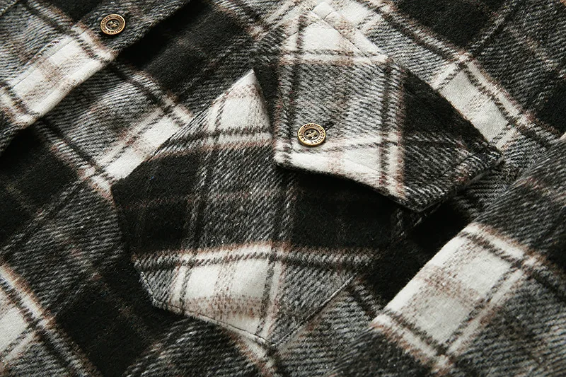 

Man Flannel Plaid Shirt New Male Brand Fahion Shirts Coat Casual Vintage Streetwear Men Clothes