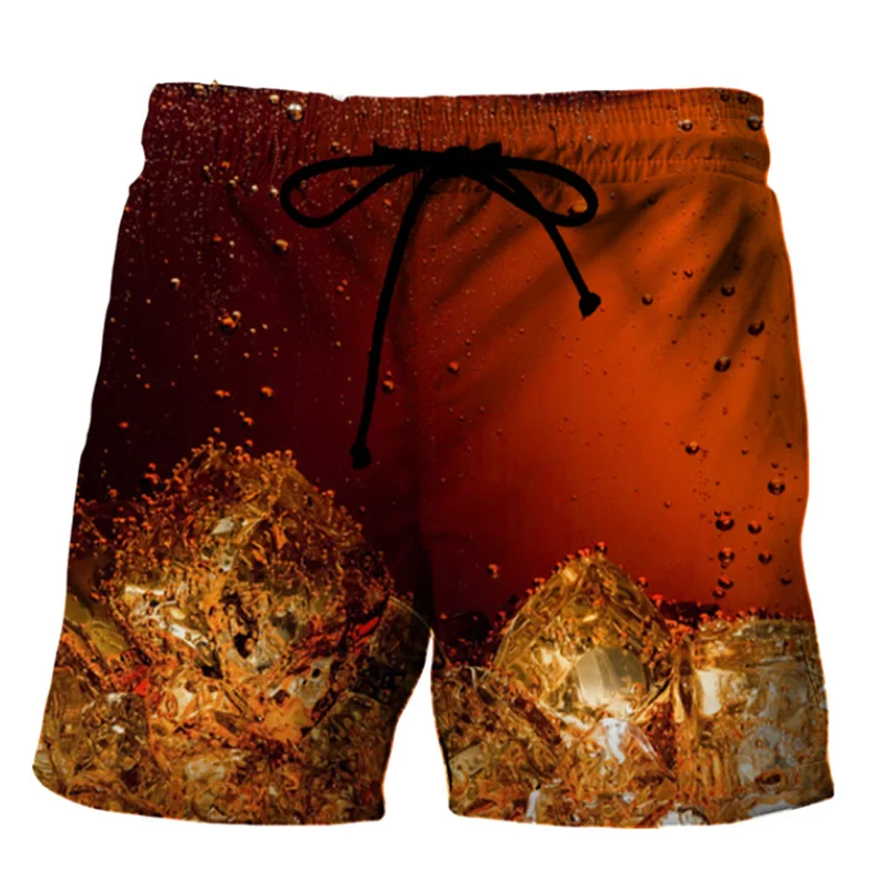 

Brown Fashion Beach Shorts 3D Digital Printed Pattern Shorts Quick-drying Loose Beach Shorts