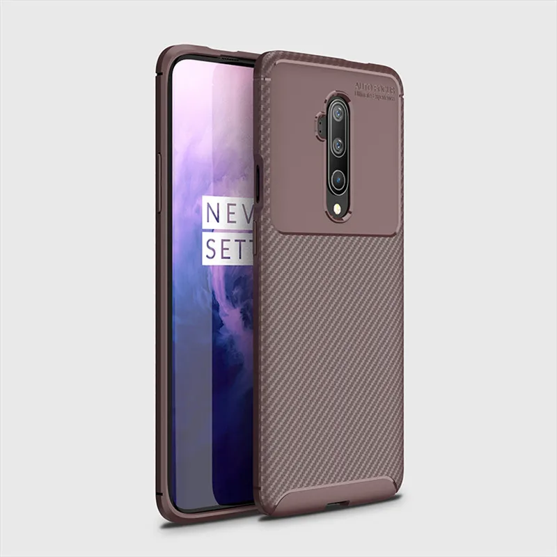 Чехол из углеродного волокна для Oneplus 7T Pro mlaren Edition, чехол высокого качества с алмазной сеткой, чехол для Oneplus 7T Pro, задняя крышка - Цвет: Brown