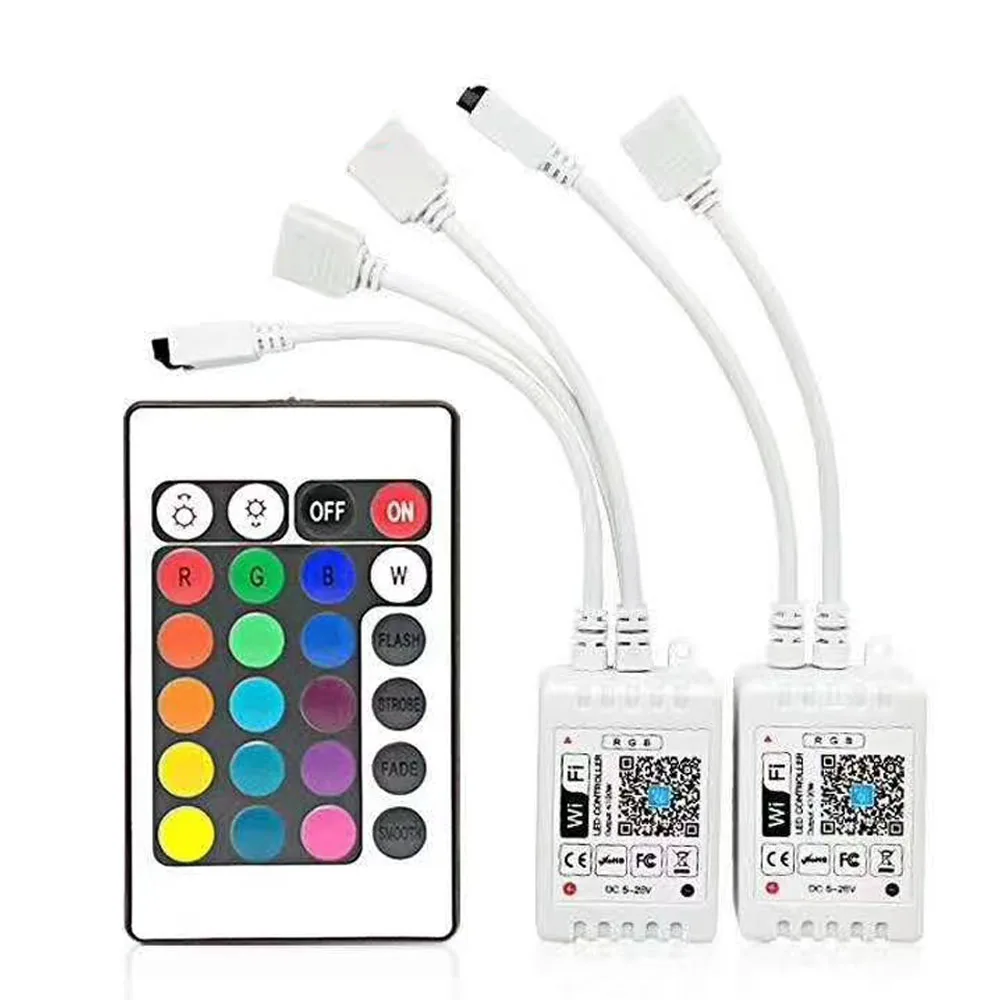 WiFi Смарт RGB контроллер с 24 клавишным ИК пультом дистанционного приложения для 2835