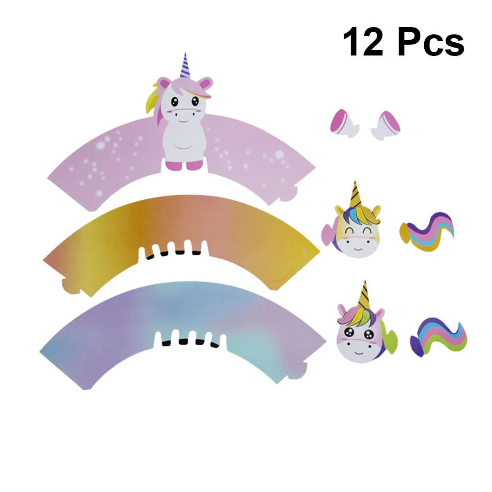 12 шт. милый Единорог обертка для кексов бумажные стаканчики торта милые накладки