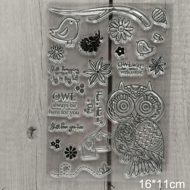 Прозрачные штампы в виде совы цветка птицы новинка 2019 скрапбукинг резиновый