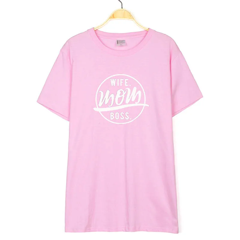 Женская футболка с надписью Mom Boss Модная хлопковая коротким рукавом Повседневная
