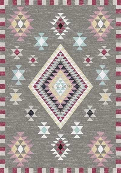 구매 회색 바닥 흰색 삼각형 마름모 여러 가지 빛깔의 기하학적 에스닉 스타일 침실 주방 욕실 침대 옆 매트 카펫, 200x300cm