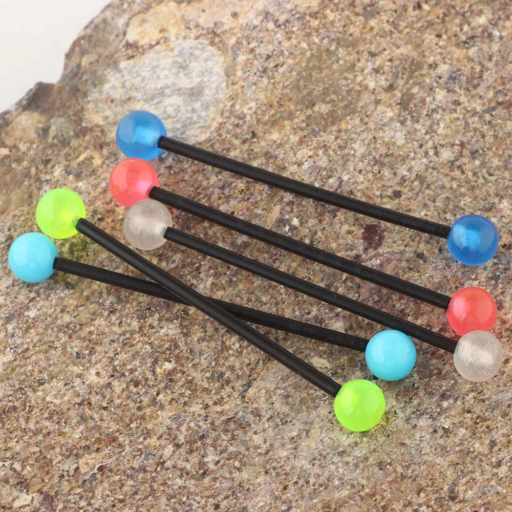 TIANCIFBYJS Acrylic Grow In Dark Industrial Barbell Earring 14 Gauge Helix Tragus Cartilage Body Piercing Jewelry Mix 5 Colors | Украшения