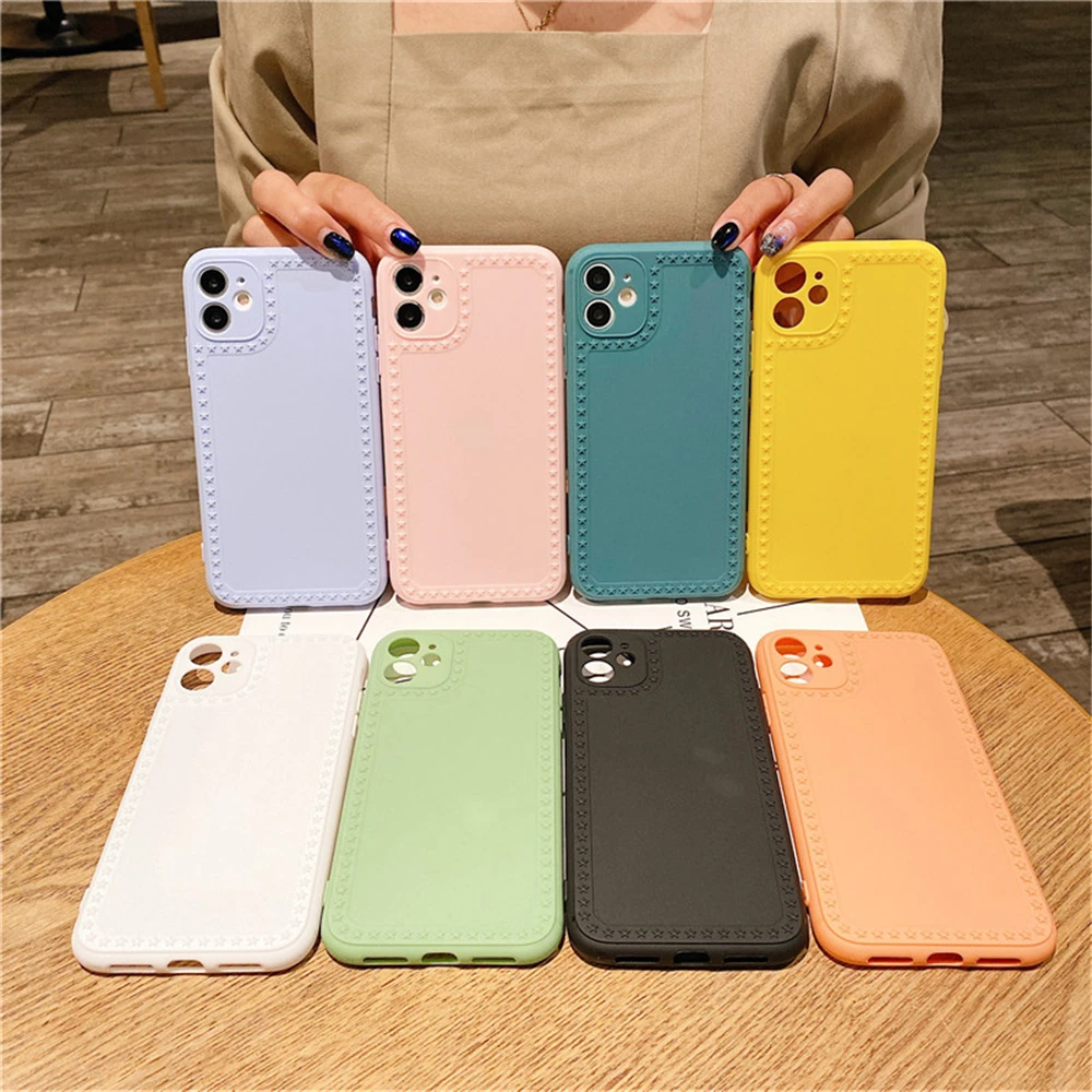

10Pcs Candy Color Stars Phone Case For iPhone 12 11 Pro Mini Max 7 8 6 6S Plus XS XR X SE 2020 Camera Protection Soft Back Cover