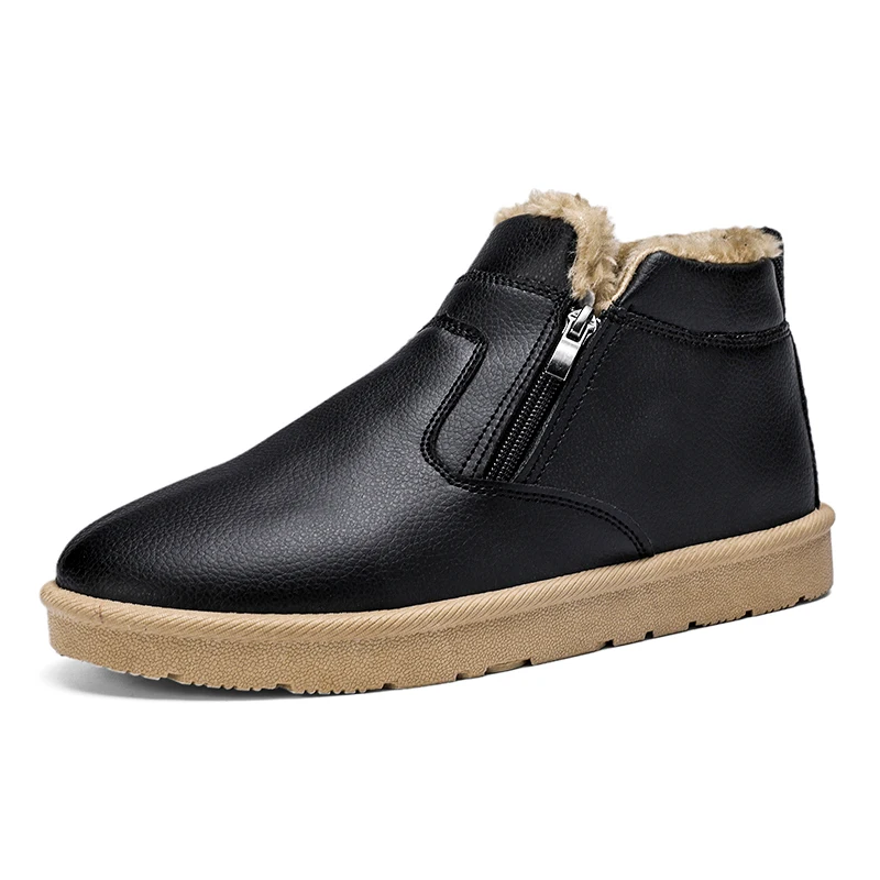 

Men Boots For 2021 Winter Shoes Men Warm Snow Boots Mid-calf Warm Non-slip Shoes Thick Plush Winter Boots For male Cotton Shoes