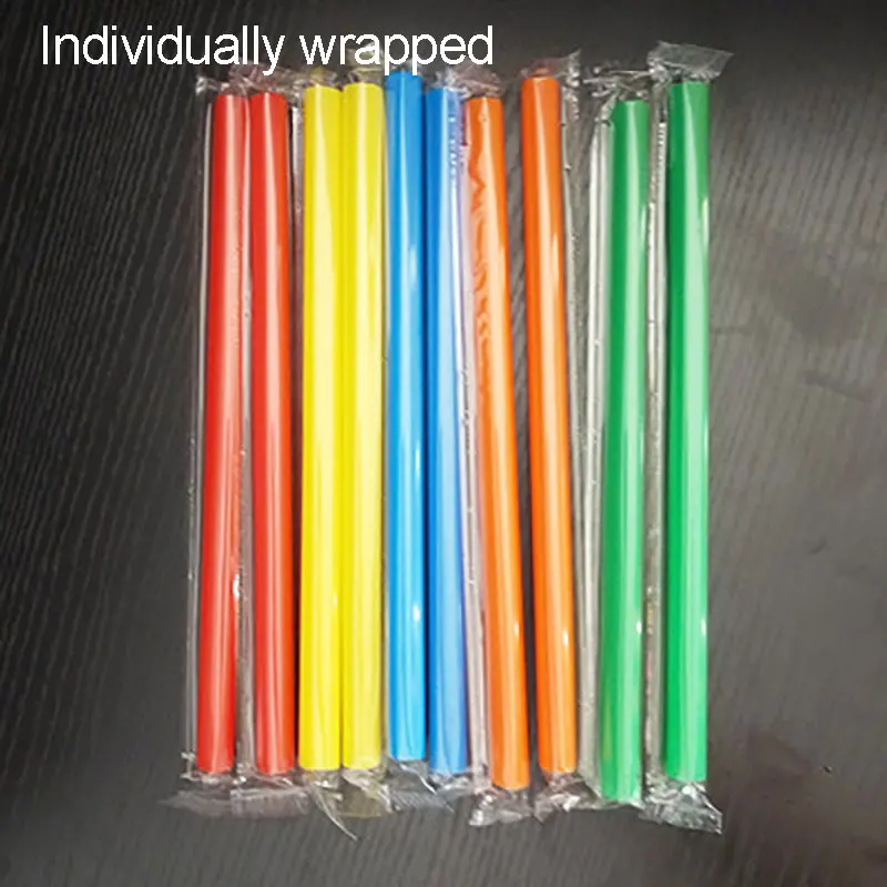 100 шт. разноцветные пластиковые одноразовые большие питьевые соломинки для