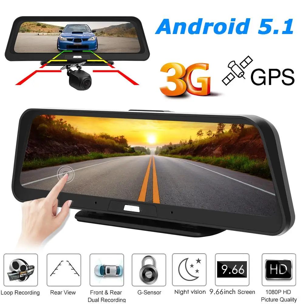 

Phisung E96 FHD 1080p Car DVR 3G Android 5.1 GPS Navigation Dual Lens Dashcam 3G Android Navigation Full Screen Display