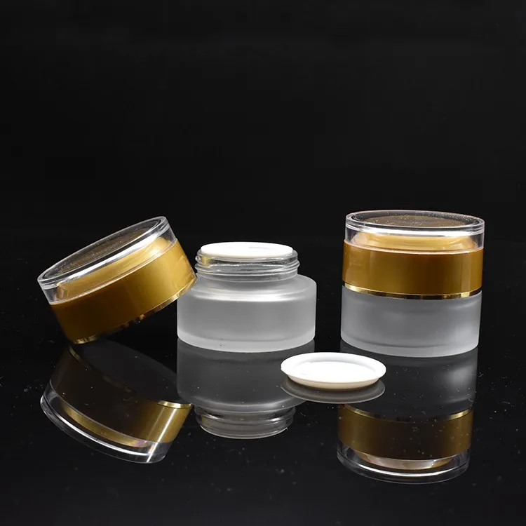 Wholesale Printing Empty Cosmeticos Frosted Glass Jar With Screw Plastic Lid For Cream Butter Eye Face Cream Containers In Stock