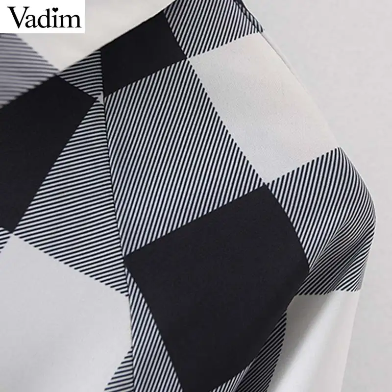 Женское элегантное платье vadim в клетку миди с длинным рукавом и отложным