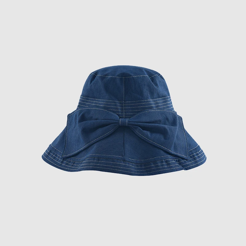 

Sun Shading Bucket Hat In Spring And Summer Pure Color Bow Tie Fisherman's Cap Fashionable Japanese Style Basin Hat Lady Caps