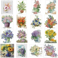 flowers in a bottle patterns counted 11ct 14ct 18ct cross stitch sets diy chinese cross stitch kits embroidery needlework