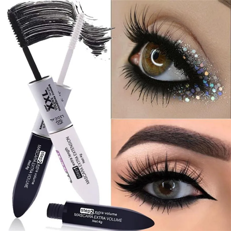 

2 IN 1 4D Silk Fiber Lash Mascara Black Mascara Waterproof Silk Fiber Volume Double Lengthening Curling Eye Mascara de cilios