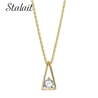 delicacy gold geomeric triangle necklaces jewelry for women cubic zirconia copper necklace aesthetic accessories