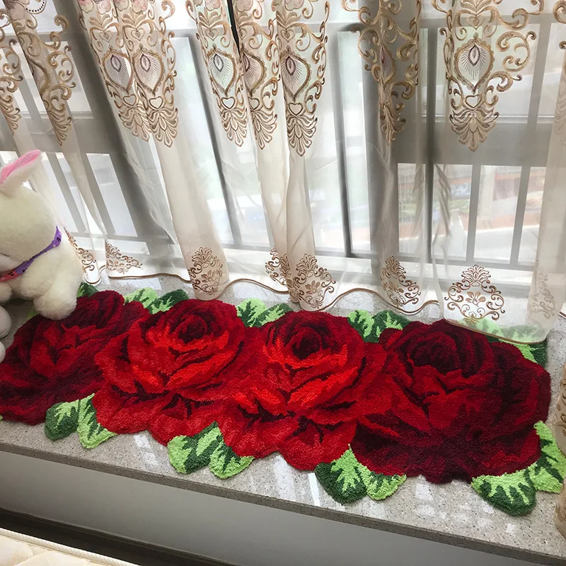 

Art Rug Flocking Mat rose Carpet for home decoration pink red blue purple pink 165*60cm, 180*62cm