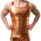 Мужской сексуальный однотонный облегающий жилет без рукавов из искусственной кожи с глубоким вырезом майка для спортзала