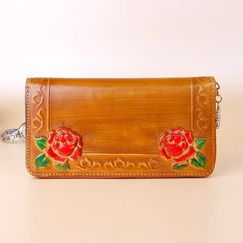 

Carrying Wallet Women's Wallet Genuine Leather Card Bag Embossed Purse-