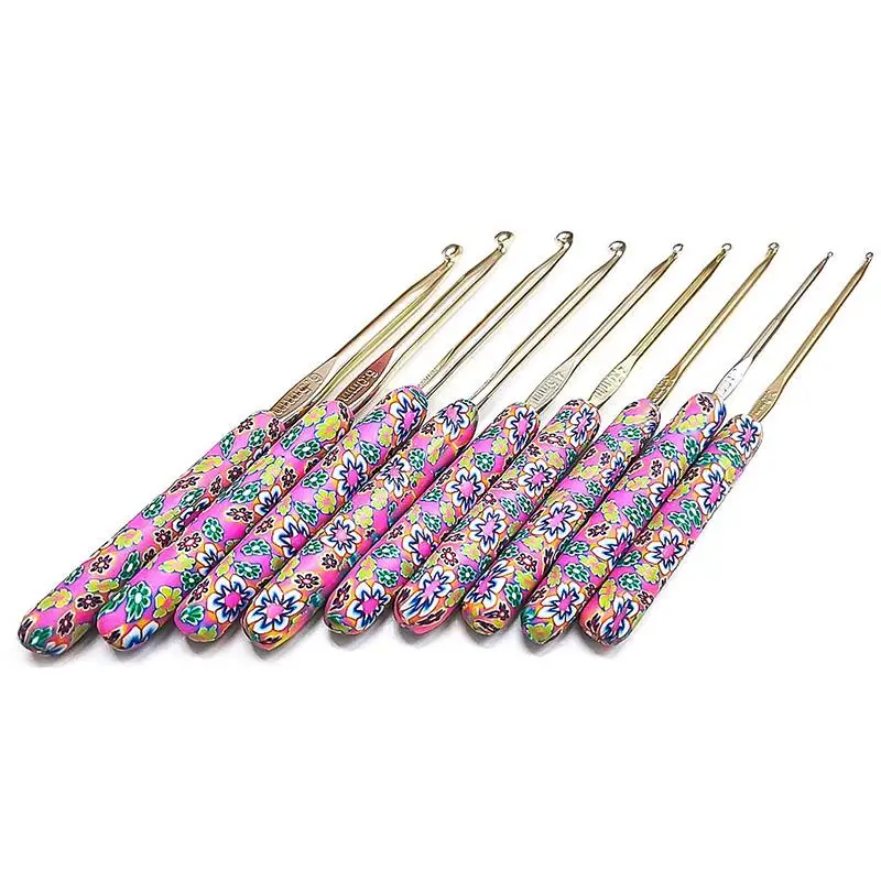 

9pcs Sewing Hand Crochet Hook Set Kit Ceramic Handle Needles Aluminum Crochet Hooks Set For Weaving Sewing Braid Dropshipping