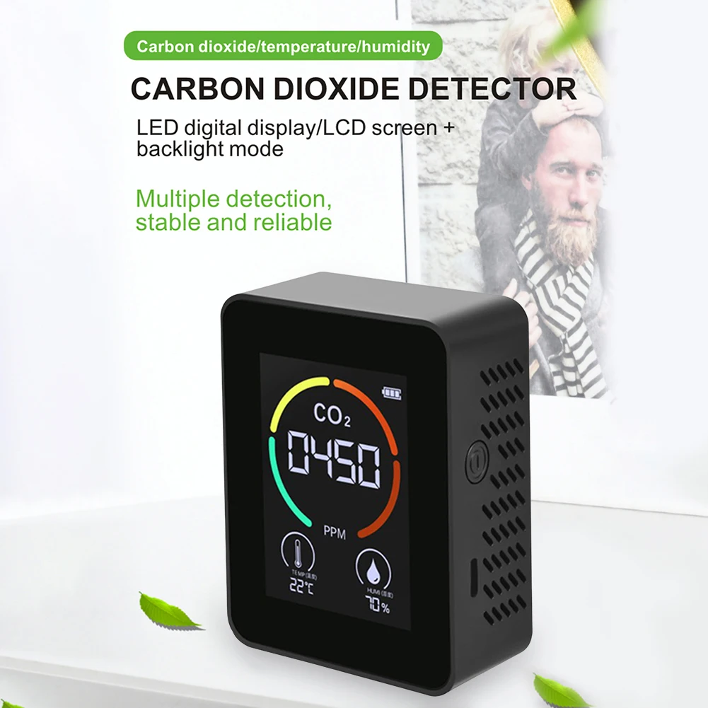 

3 в 1 портативный многофункциональный цифровой детектор CO2 Датчик температуры и влажности измерительный монитор Мини-измеритель углекислог...