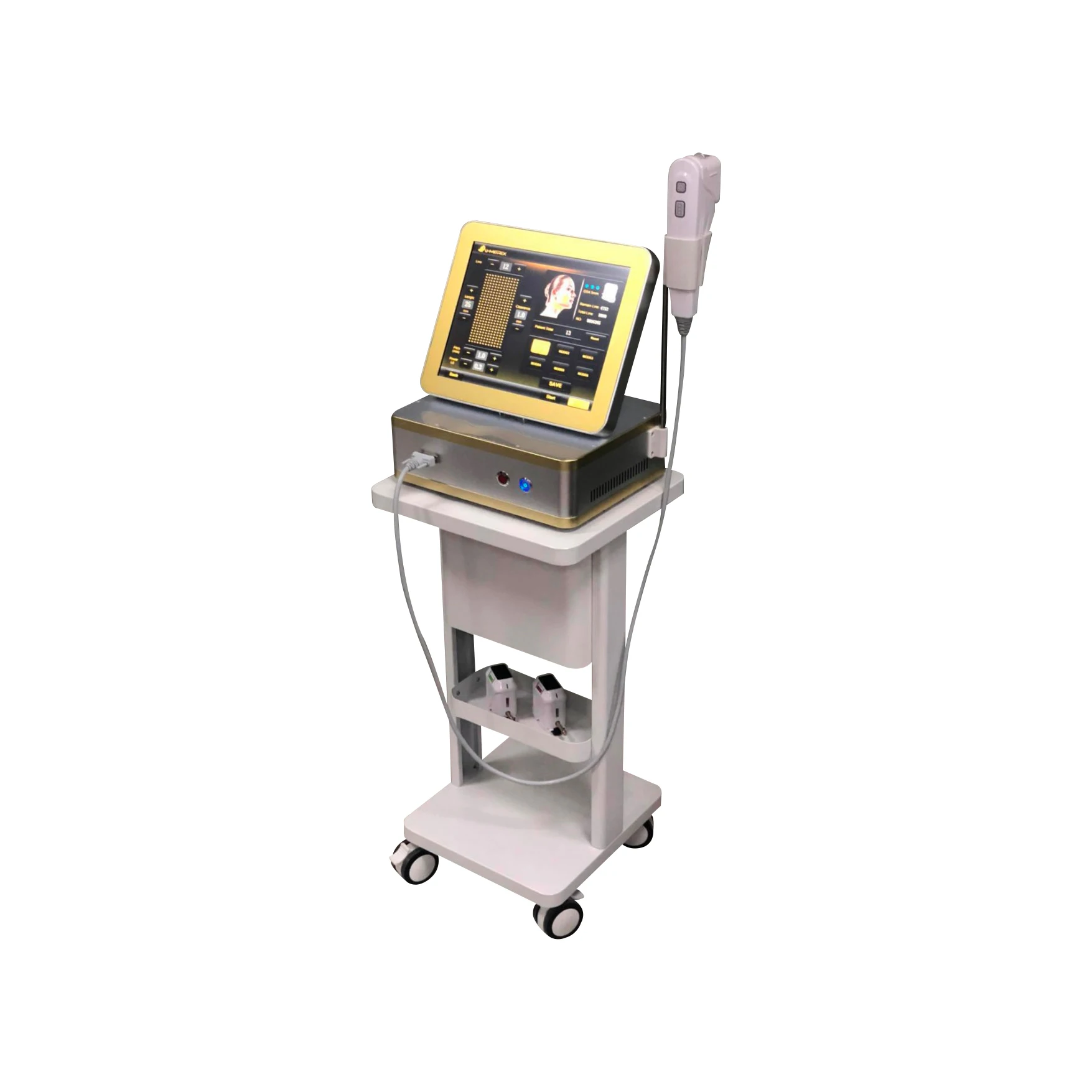 

ADG новейший 3D Золотой алюминиевый сплав 12 линий для подтяжки кожи лица тела похудения Smas машина с 8 картриджами для Салона Спа клиники