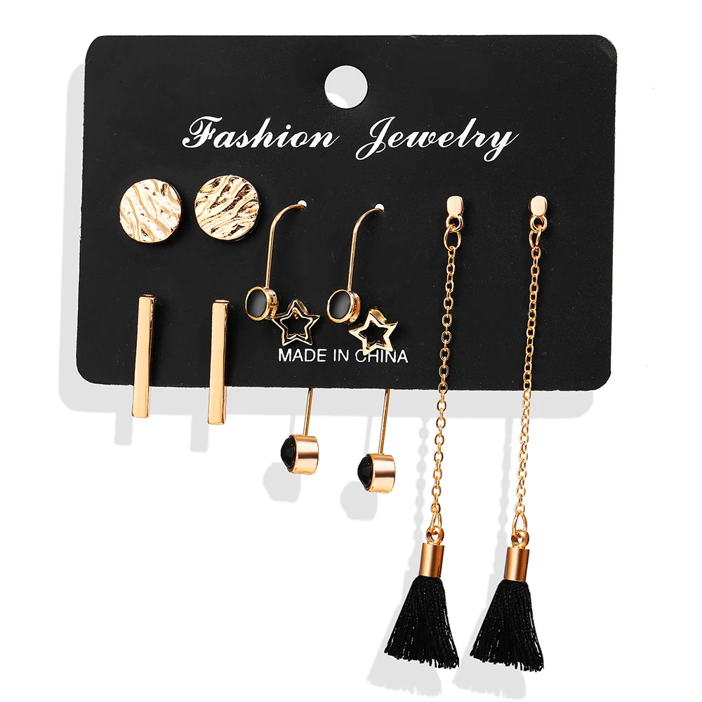 Женские серьги гвоздики с кисточками набор женских сережек в стиле бохо