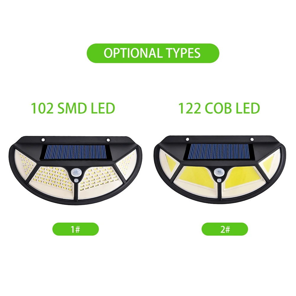 

Outdoor Solar Wall Lamp 122COB LED PIR Motion Sensor Solar Light Wall-Mounted Lamp 3 Modes IP65 Waterproof for Garden Patio Yard