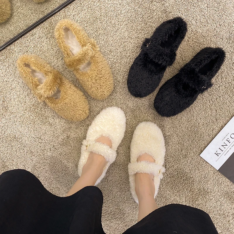 

Winter Shoes Women Shallow Mouth Modis Autumn Loafers Fur Casual Female Sneakers Flats Round Toe 2022 Fall New Dress Moccasin So