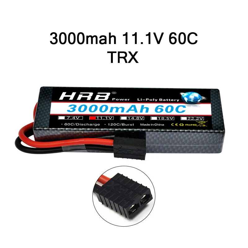 HRB 3000mAh Lipo 2S 7,4 V 3S 11,1 V 4S 14,8 V 5S аккумулятор 18,5 V 60C 120C XT60 Жесткий Чехол для радиоуправляемого автомобиля квадрокоптера вертолета самолета - Цвет: 3S 3000MAH 60C TRX