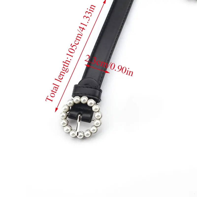 

2020 PU Leather Belt Women Square Buckle Pearls Pin Buckle Jeans Black Belt Chic Luxury Ladies Vintage Strap Female Waistband