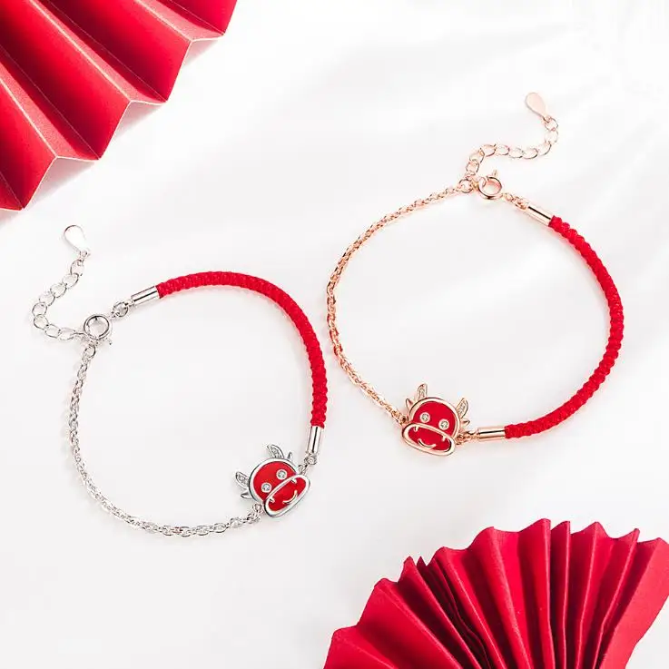 Нежный стерлингового серебра 925 модные очаровательные зодиака Ox цепи браслет на