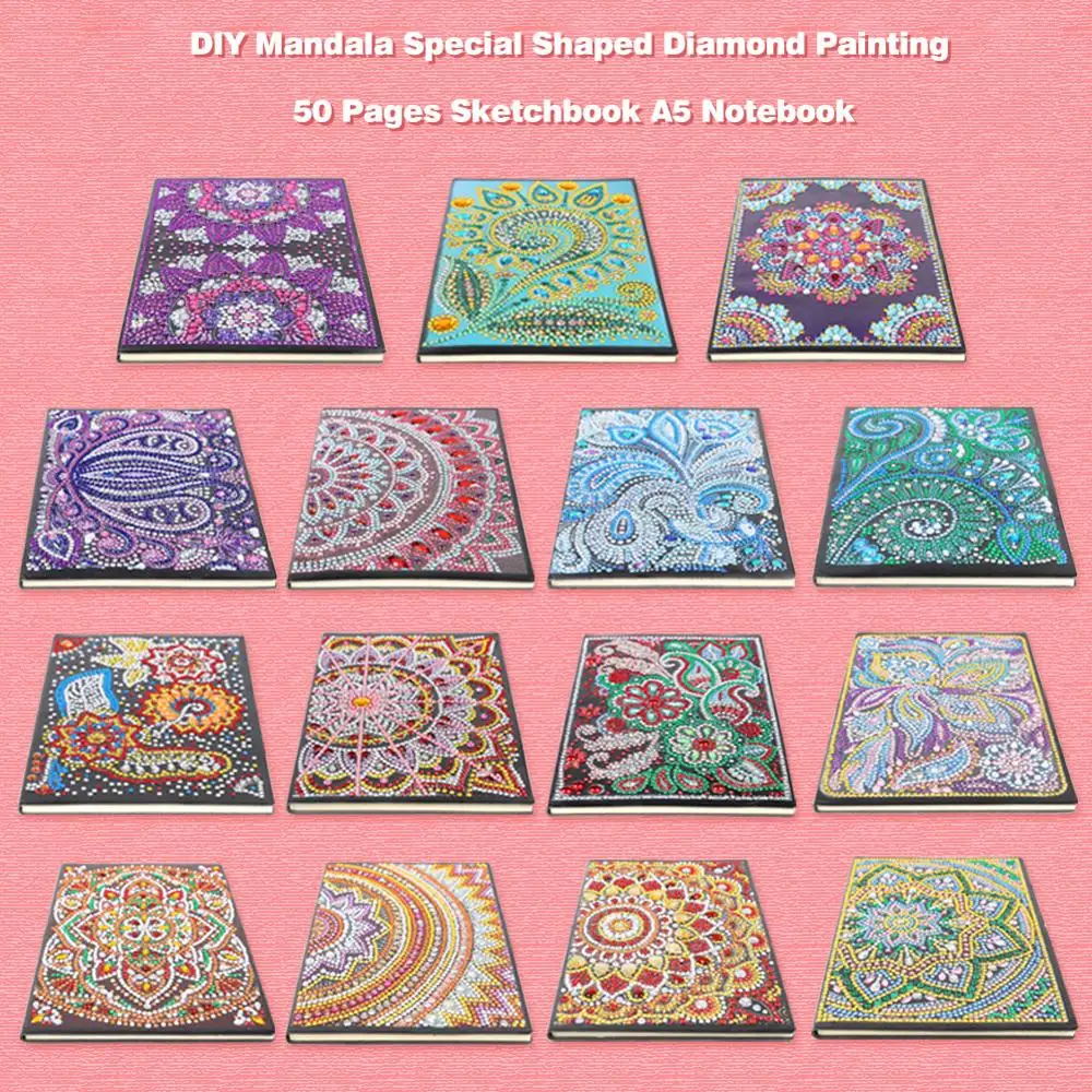 Сделай сам алмазная живопись особой формы мандала 50 страниц скетчбук А5 блокнот
